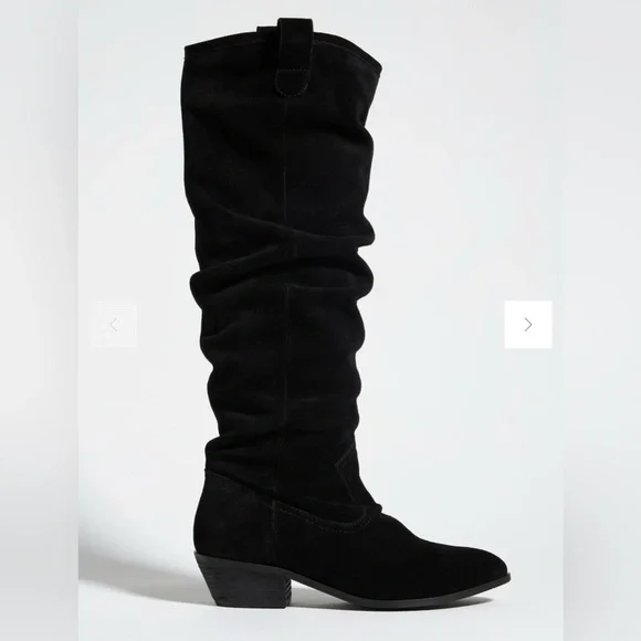 ANTHROPOLOGIE TALL KNEE HIGH TALL SCRUNCH BOOTS SUEDE BLACK SIZE 8.5 NEW - Picture 3 of 10